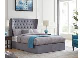 5ft King Size Grey fabric winged back ottoman bed frame 2